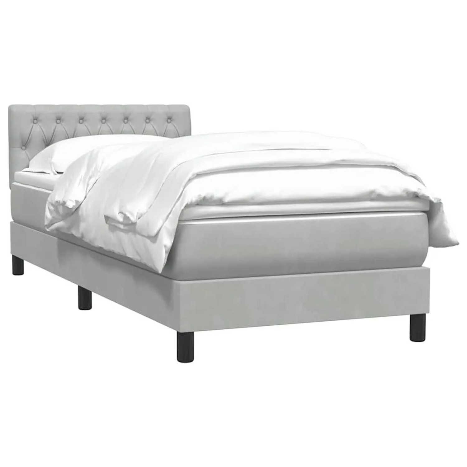 vidaXL Boxspringbett mit Matratze Hellgrau 80x210 cm Samt 3316473 günstig online kaufen