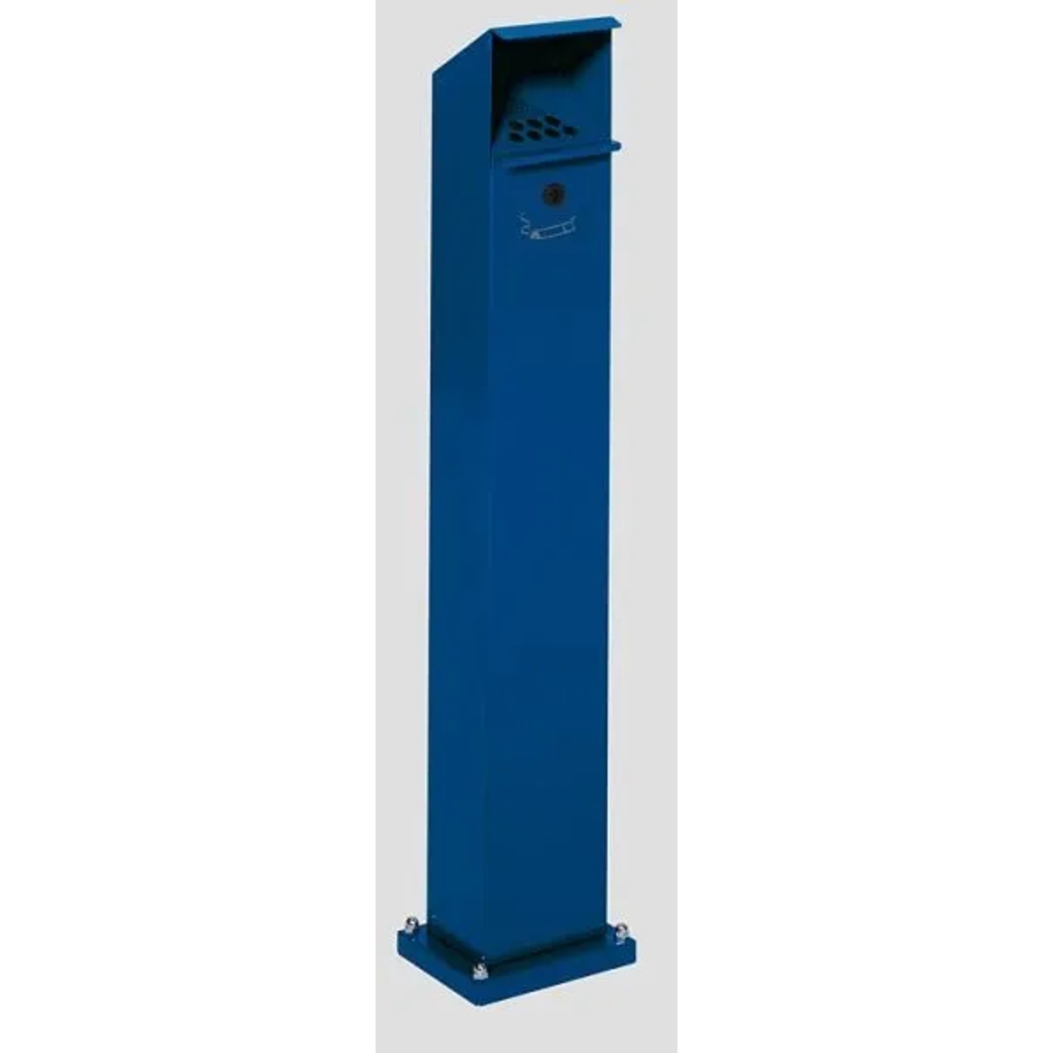 PROREGAL Robuster Ascher Standsäule Mit Schloss Und Bodenplatte 2 Liter HxBxT 115 x 18 x 15 cm Verzinkter Stahl Blau
