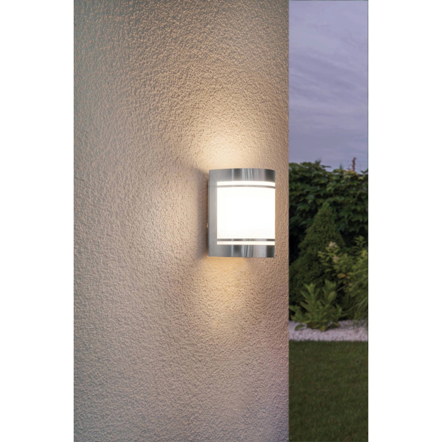 Eglo Cerno Außenwandleuchte aus Edelstahl, 1-flammig, für Terrasse & Hauseingang.