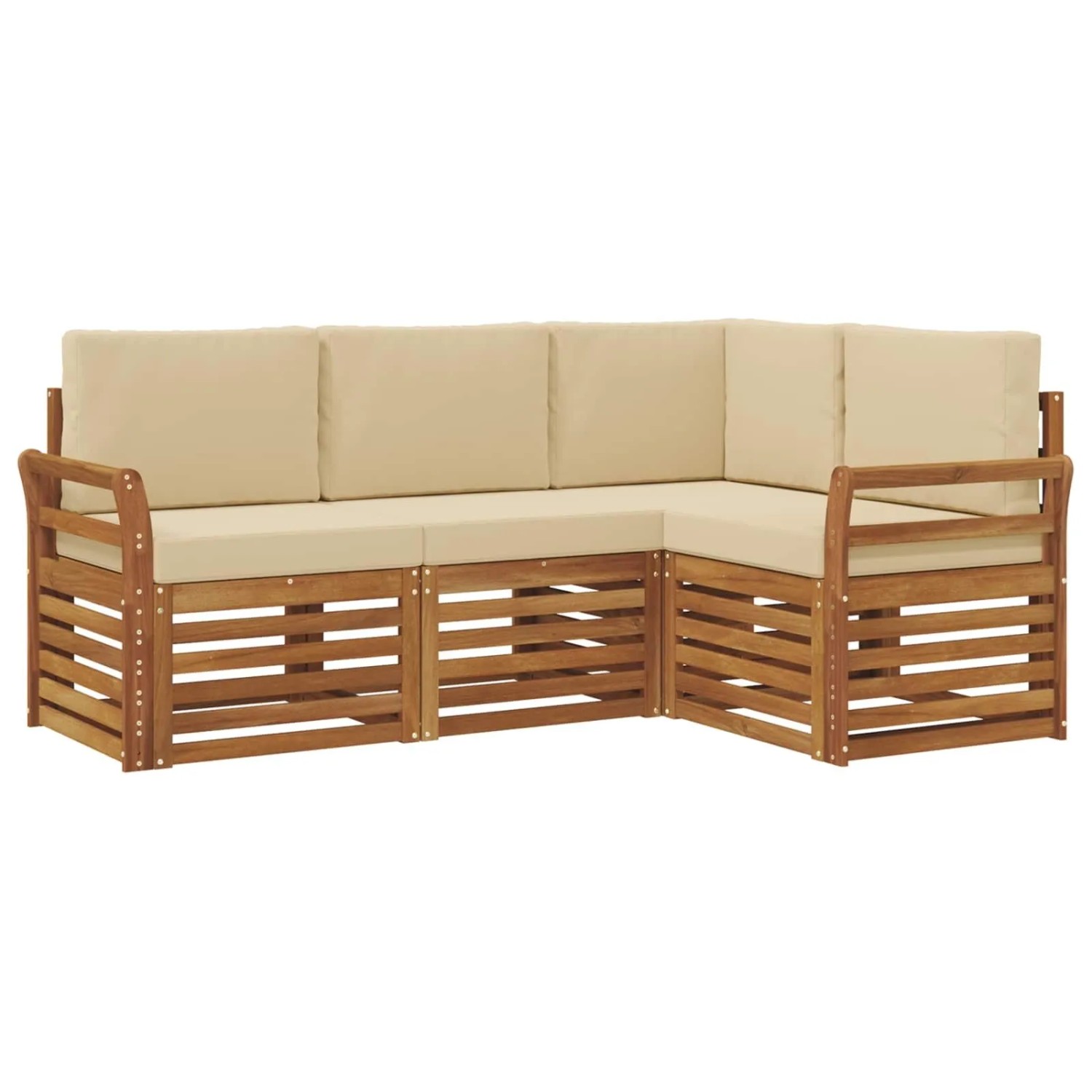 vidaXL Sofagarnituren 4 Tlg Natur und Beige Massivholz Akazie 3374733