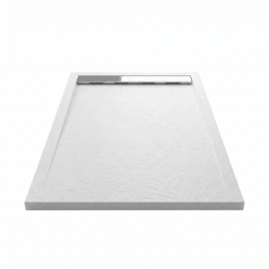 Mirlo Mineralguss Duschwanne Extra Flach Ribera  Weiß Ablaufschutz Chrom 80x120cm