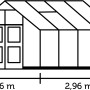 Skizze Juliana Premium 8 Gewächshaus aus Aluminium mit Maßangaben.
