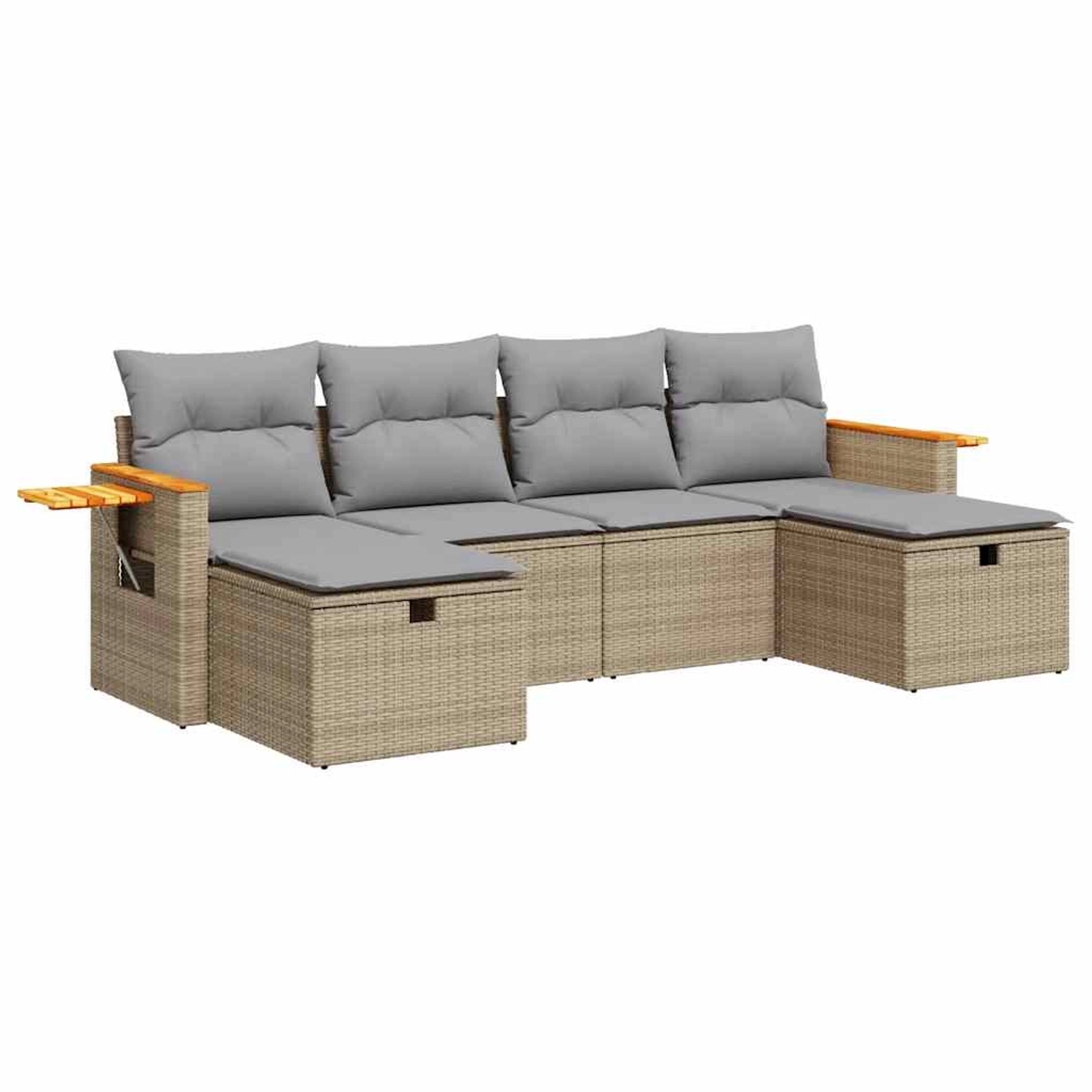 vidaXL 6-Tlg Garten-Sofagarnitur mit Kissen Beige Poly Rattan 3326000 günstig online kaufen