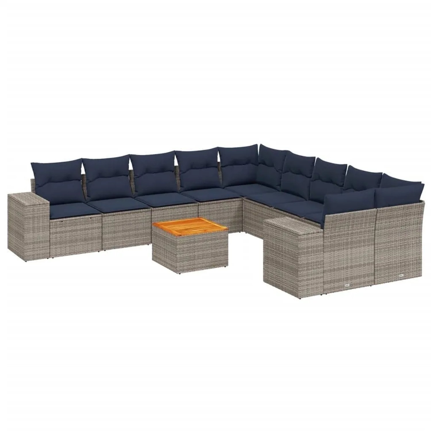 vidaXL 11-Tlg Gartensofa-Set mit Kissen Grau Polyrattan 3225641 günstig online kaufen