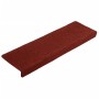 Treppenmatte, 65x21 cm, Bordeauxrot, Nadelvlies, 5er-Set. Rutschfest und geräuschdämmend.