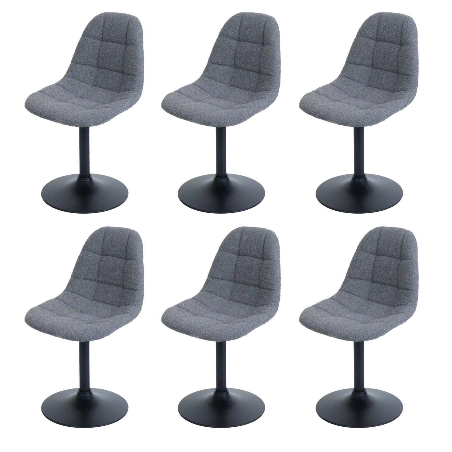 MCW Esszimmerstuhl A60 6er-Set Stoff/Textil Boucle 450g/m² Dunkelgrau günstig online kaufen