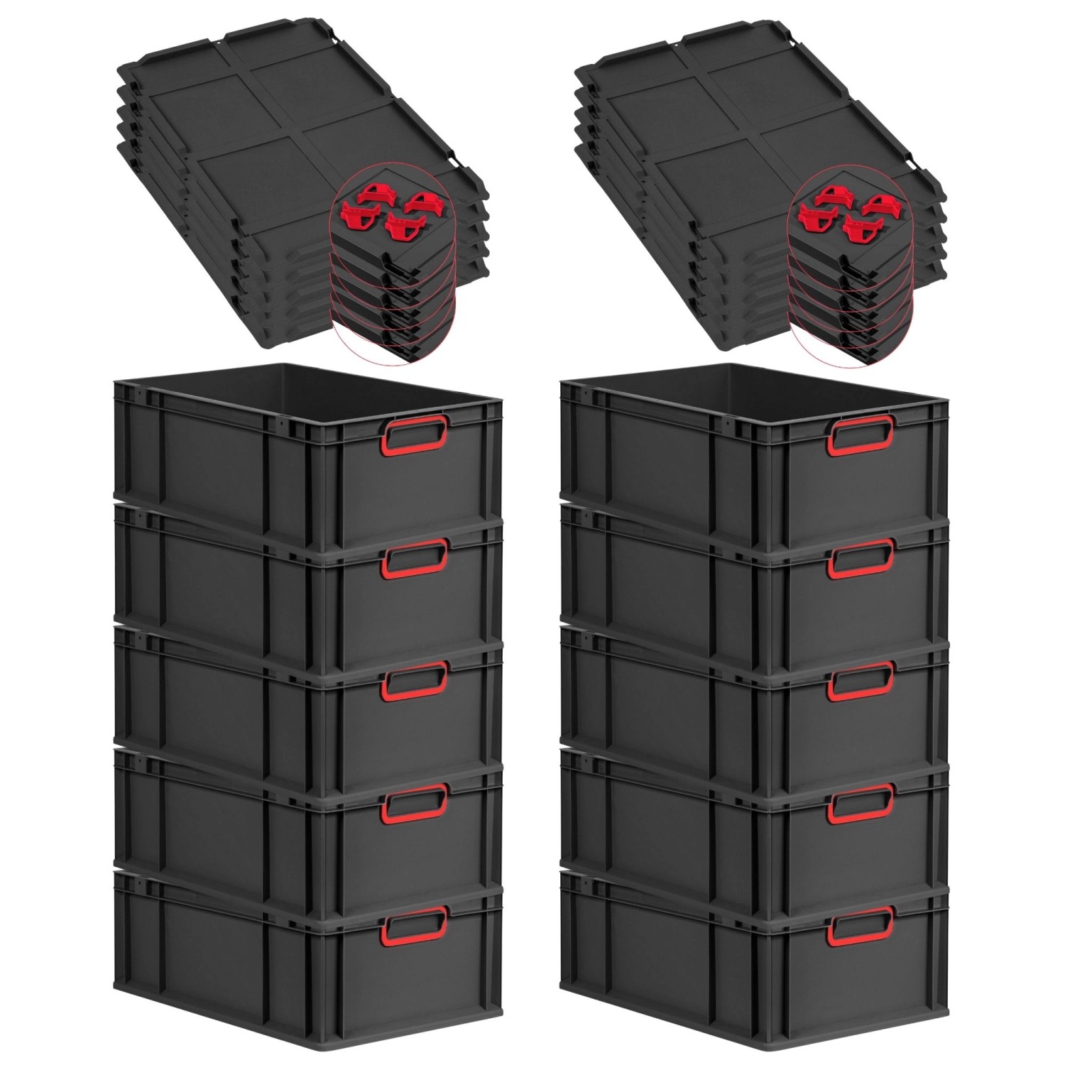 PROREGAL SparSet 10x Eurobox Nextgen Color Mit Auflagedeckel HxBxT 22x40x60 günstig online kaufen