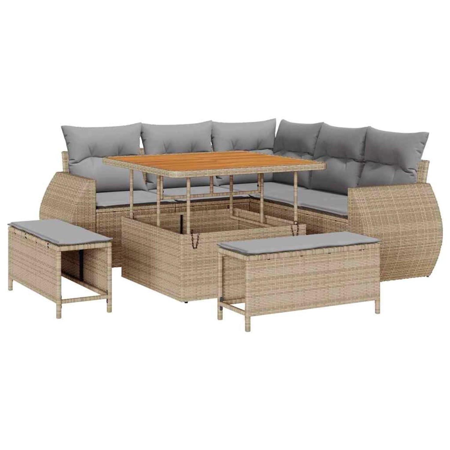 vidaXL Garten-Sofa-Set 8-Tlg Beige Poly Rattan 3361867 günstig online kaufen