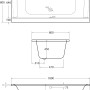 Technische Zeichnung Ottofond Badewanne Rosa, 180x80 cm, weiße Rechteck-Badewanne mit Maßen.