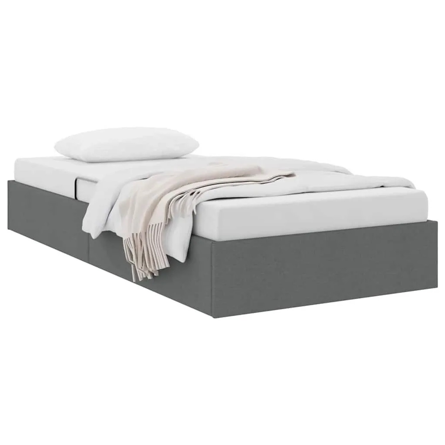vidaXL Aufbewahrungsbett mit Kopfteil Dunkelgrau 100 x 200 cm Stoff 3369993