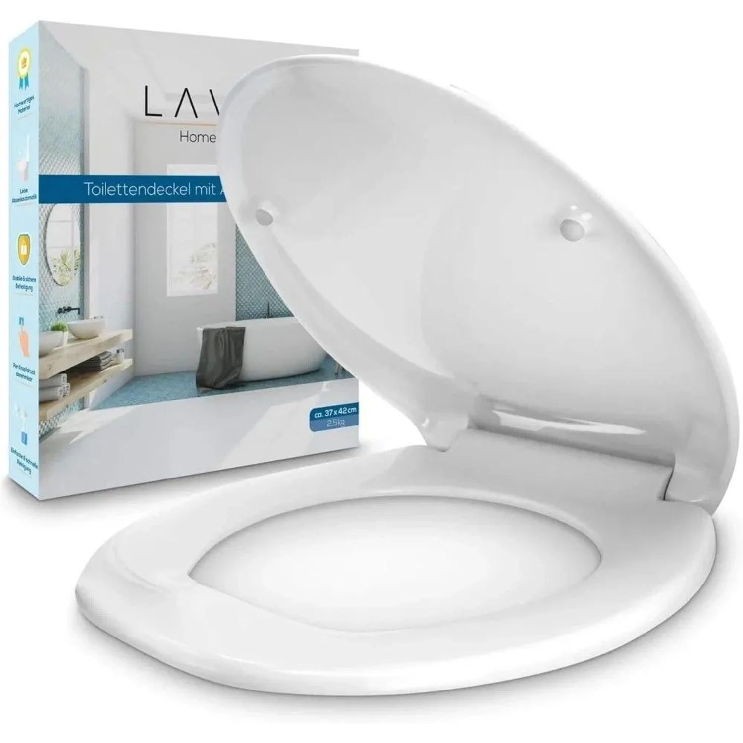 Lavur WC Sitz aus Duroplast mit Absenkautomatik bis 250 kg Universell