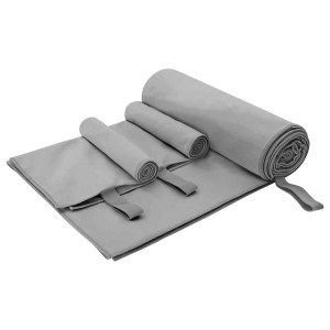 vidaXL Sporthandtuch Set 3-Tlg Dunkelgrau Polyester und Polyamid 42011500