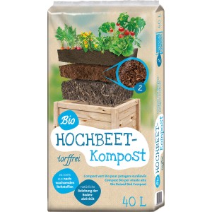 Sack Floragard Universal Bio Hochbeet-Kompost 40L, torffrei für gesundes Pflanzenwachstum im Hochbeet.