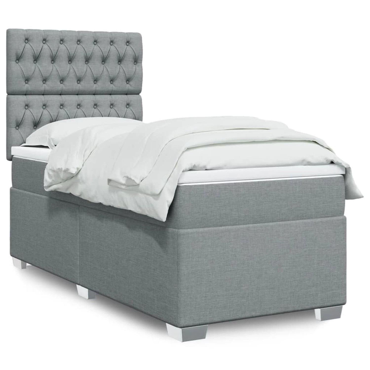 vidaXL Boxspringbett mit Matratze Hellgrau 100x200 cm Stoff 3292706 günstig online kaufen
