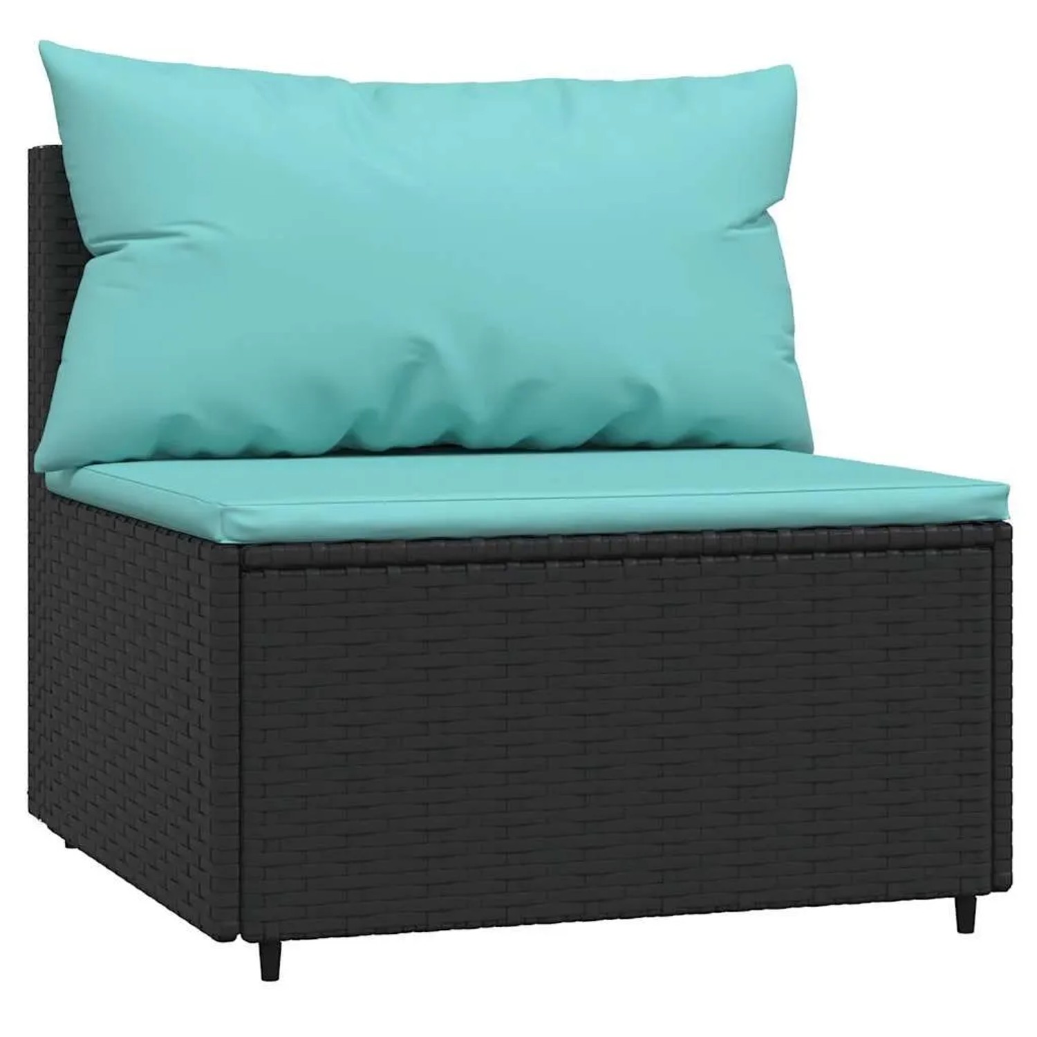 vidaXL Garten-Mittelsofa mit Kissen Schwarz Poly Rattan 319801