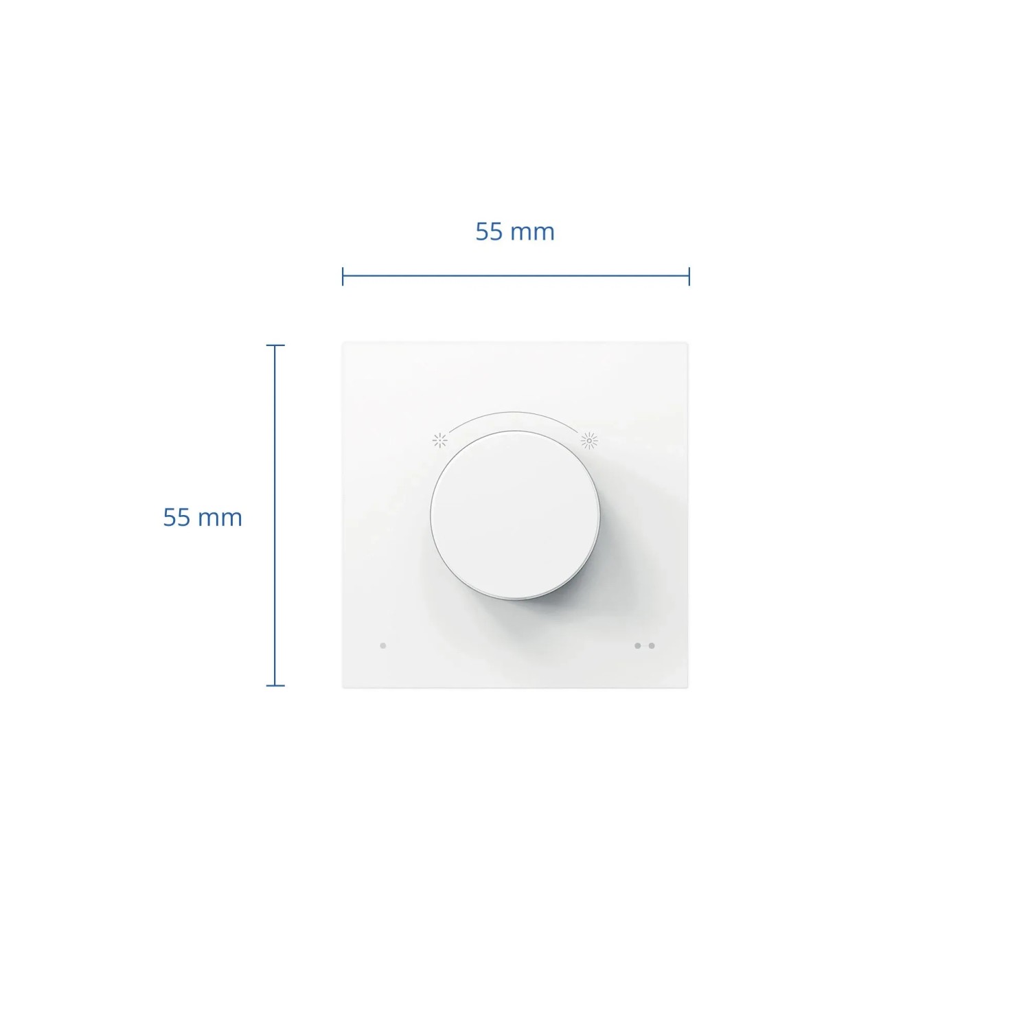 Weißer Philips Smart-Dial-Schalter, 55x55mm, mit Drehregler und zwei Tasten für smarte Lichtsteuerung.