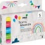 Kreul Textilmarker Junior 5er-Set: Stoffmalstifte in Gelb, Pink, Blau, Grün für helle Stoffe.