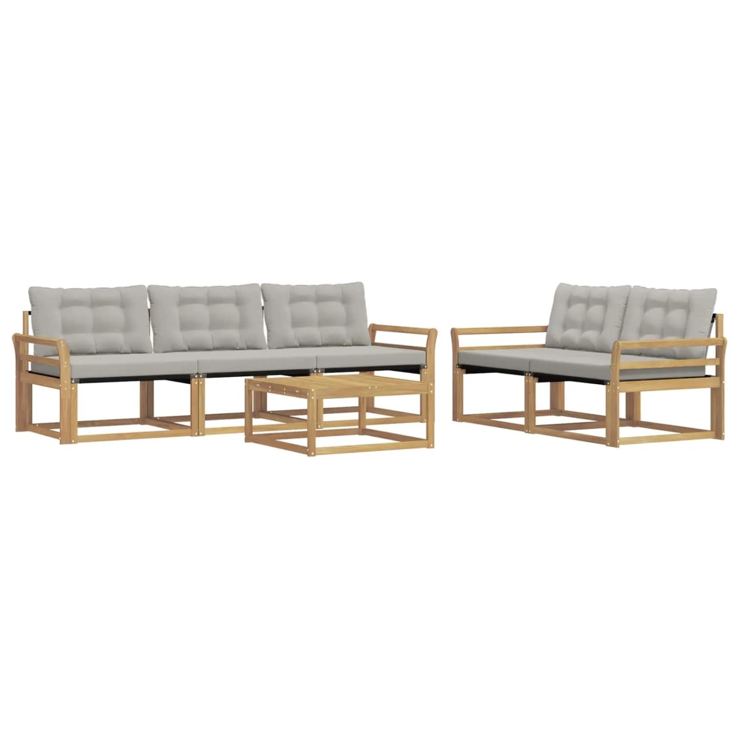 vidaXL Outdoor-Sofagarnitur 6 Stk Weiß und Hellgrau 79 x 79 x 37 cm 3388421