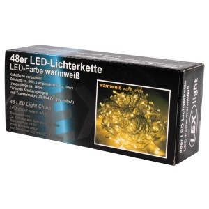 Lex 48er LED Lichterkette Außen Innen Partylichterkette Weihnachtslichterkette Warmweiß
