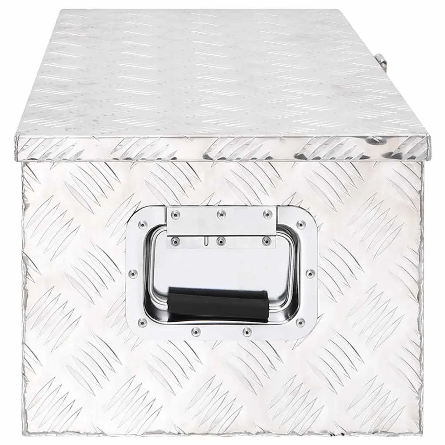 DELUKE Aluminiumbox Mit Deckel Abschließbar Alubox Deichselbox Alu Anhängerbox Werkzeugkiste Transportbox Metallkiste 80x39x30cm Silber_4