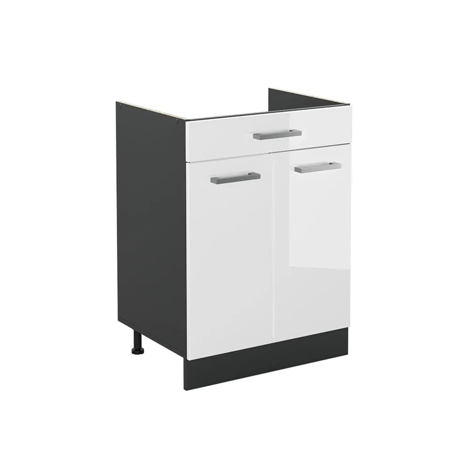 Vicco Küchenunterschrank R-Line Weiß Hochglanz/Anthrazit 60 x 82 mit Schublade ohne Arbeitsplatte Art Nr 61130