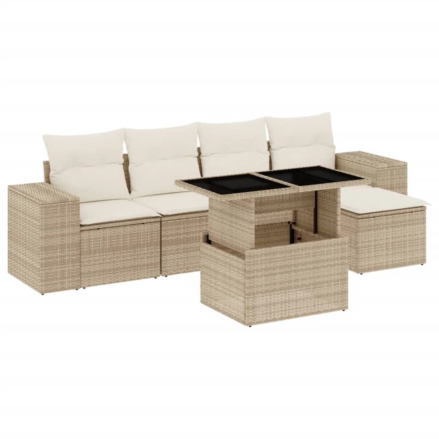 vidaXL 6-Tlg Garten-Sofagarnitur mit Kissen Beige Poly Rattan 3269128 günstig online kaufen