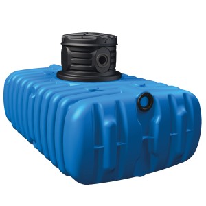 4rain Flachtank-Paket Flat S 4.500 l Garten-Comfort, blauer Erdtank mit schwarzem Domschacht.