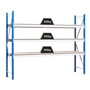 PROREGAL Weitspannregal Maximus Pro Grundregal mit 3 Ebenen, blau/grau, Fachlast 850kg.