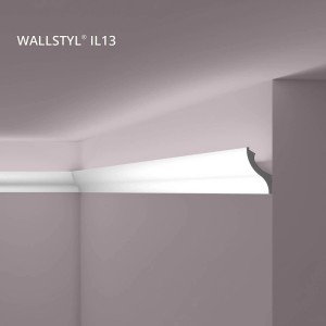 Graue NOEL & MARQUET Eckleiste IL13 WALLSTYL für indirekte Beleuchtung, 200 cm lang.