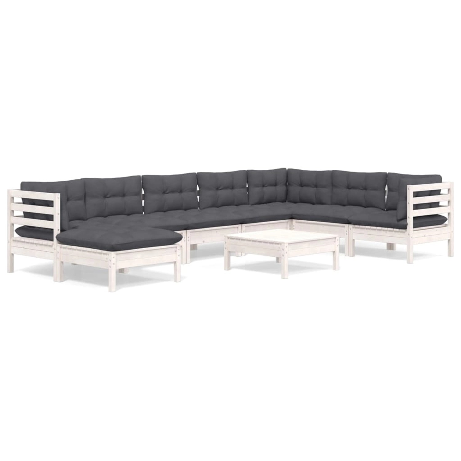 vidaXL 9-tlg Garten-Lounge-Set mit Kissen Weiß Kiefer Massivholz Modell 23 günstig online kaufen