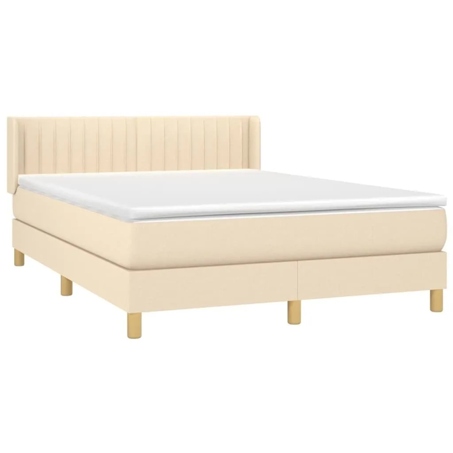 vidaXL Boxspringbett mit Matratze Creme 140x200 cm Stoff 3130438