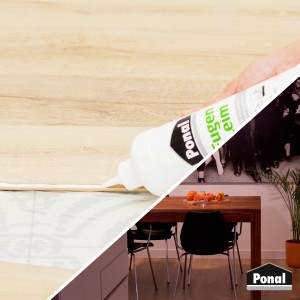 Ponal Fugenleim: Weißleim wird zwischen Laminat aufgetragen, wasserfester Kleber in 1kg Flasche.