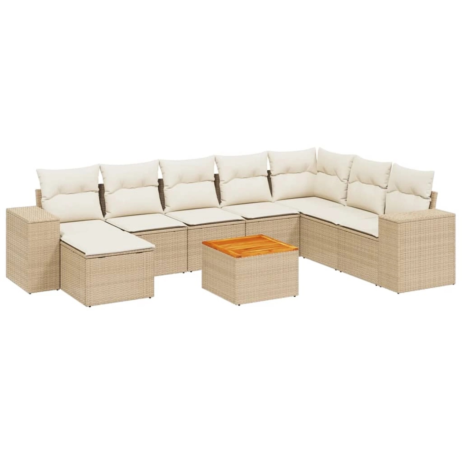 vidaXL 9-Tlg Garten-Sofagarnitur mit Kissen Beige Poly Rattan 3225582 günstig online kaufen