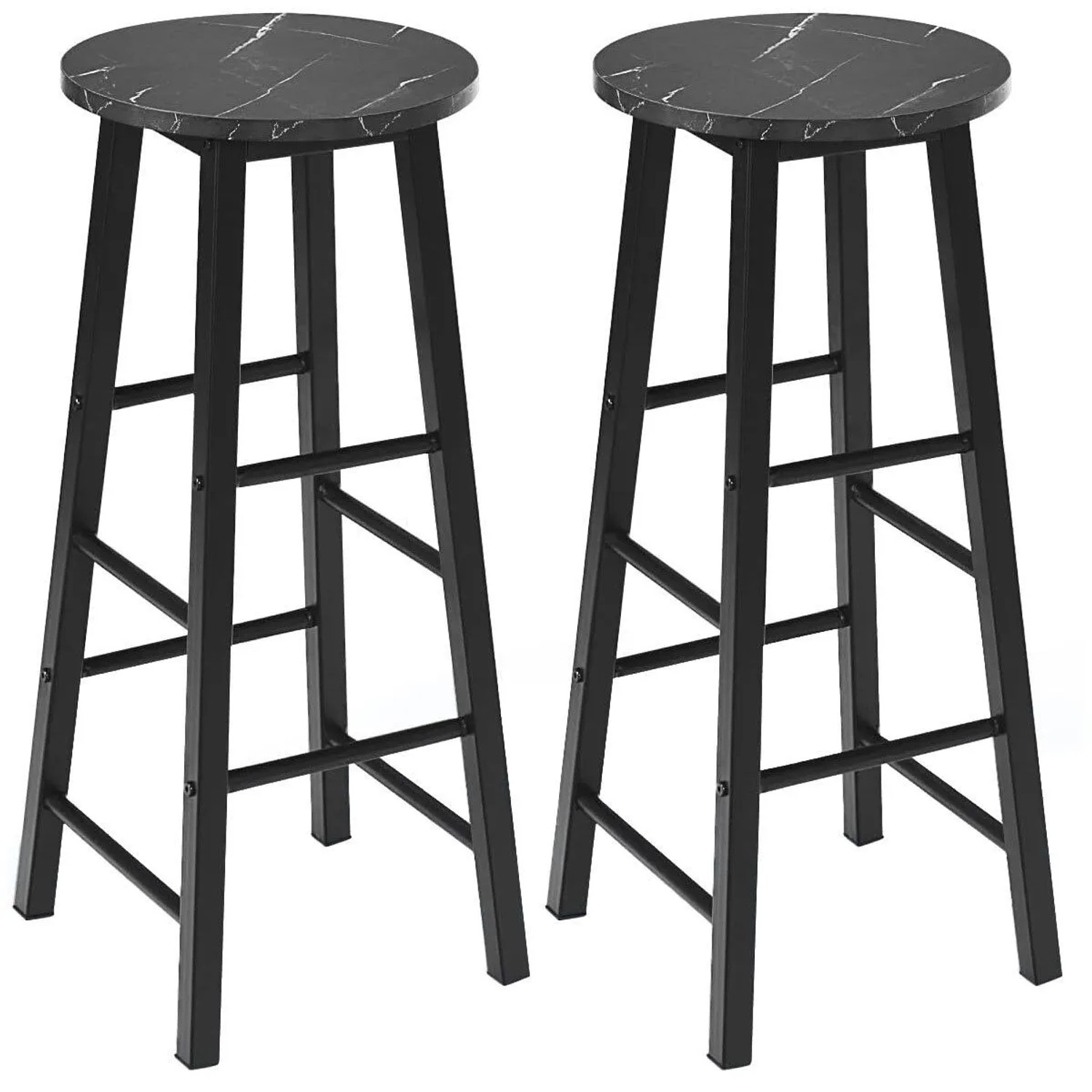 Costway Barhocker 2er Set mit Marmor Optik und Fußstütze Schwarz