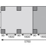 Skizze Karibu Doppelcarport Eco 2 mit Abstellraum, Maße: 563x670cm, 9x9cm Pfosten.