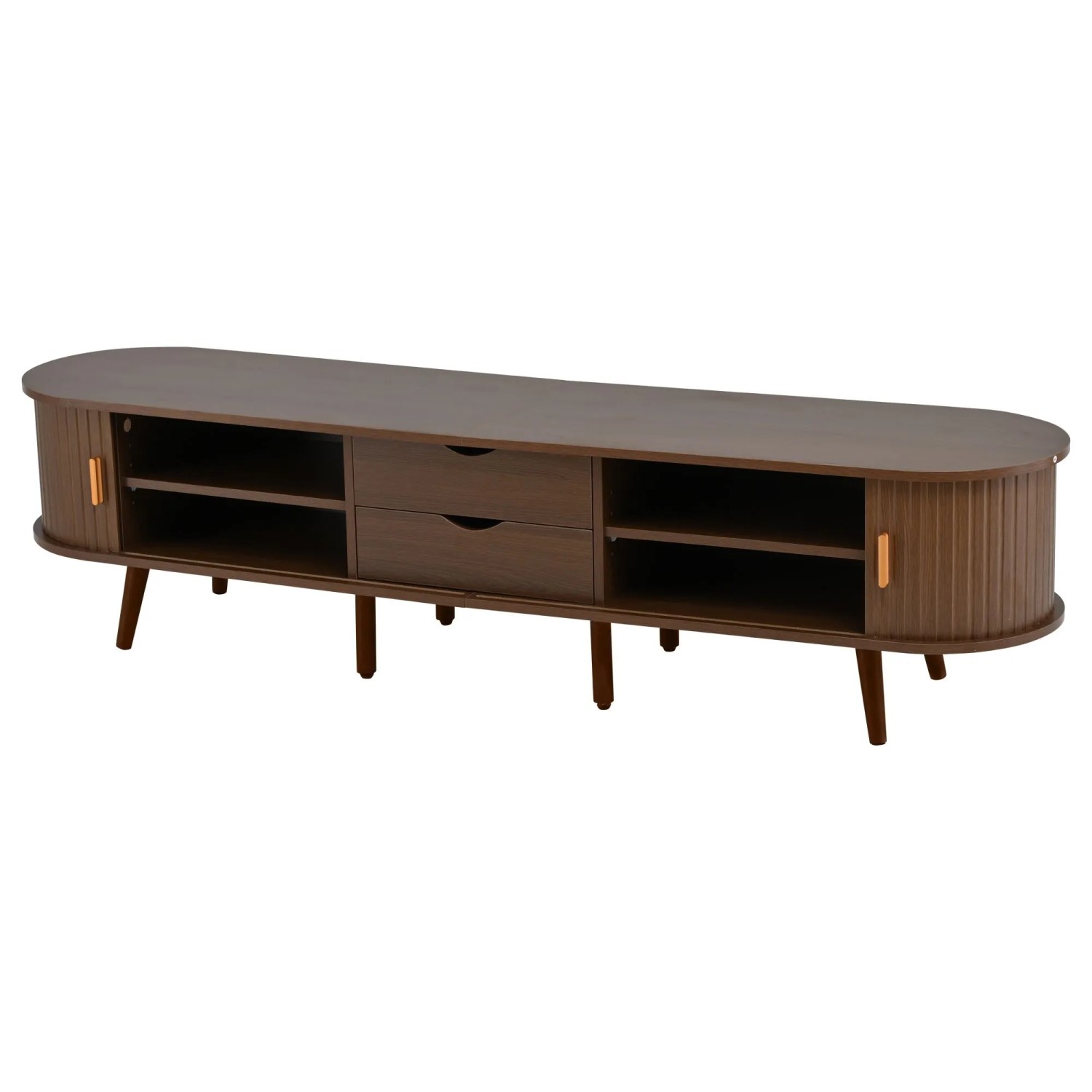 okwish TV Schrank mit Schubladen Teleskoptüren Stauraum 175x40x42cm Walnuss