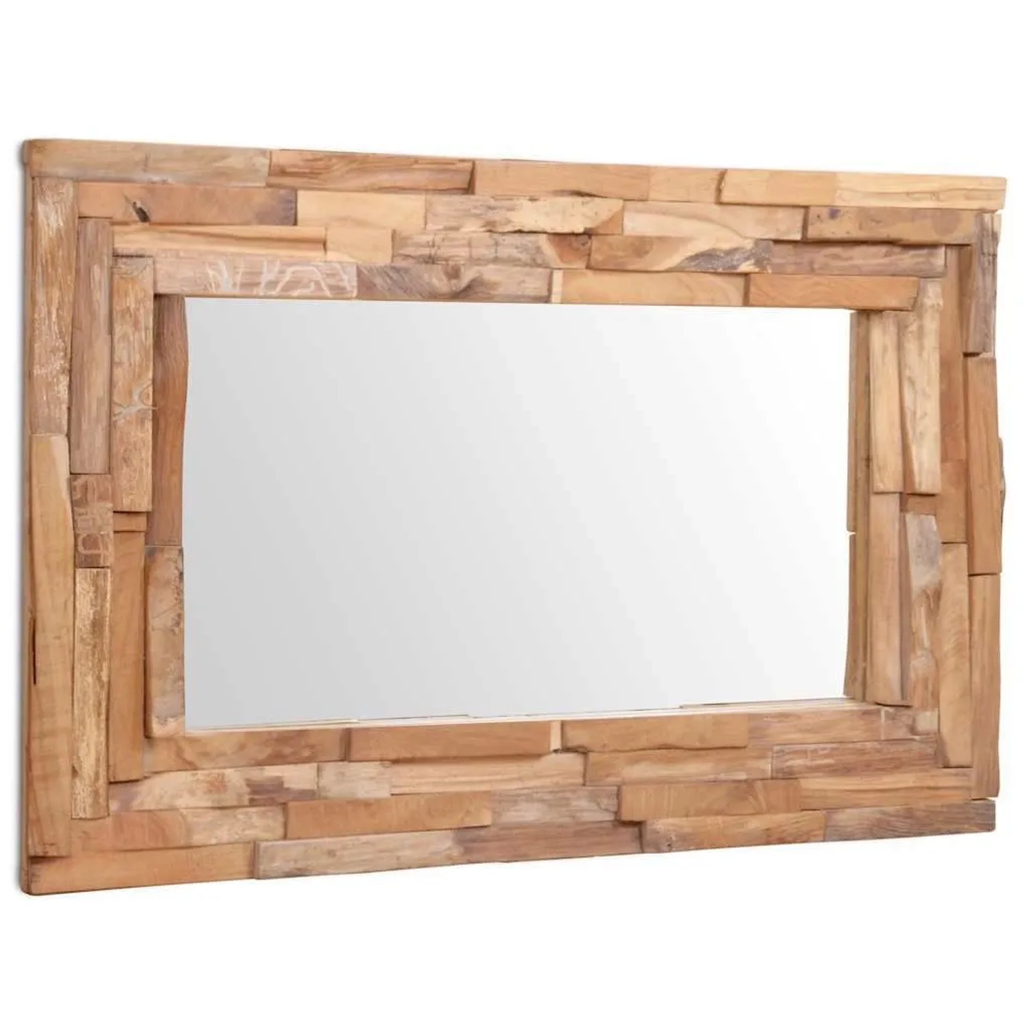 vidaXL Dekorativer Spiegel Teak 90 x 60 cm Rechteckig 244563