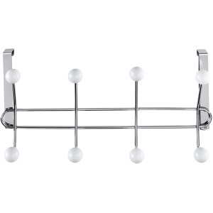 Wenko Türgarderobe Lissa Weiß mit 8 Haken aus Stahl und weißen Kunststoffkugeln.