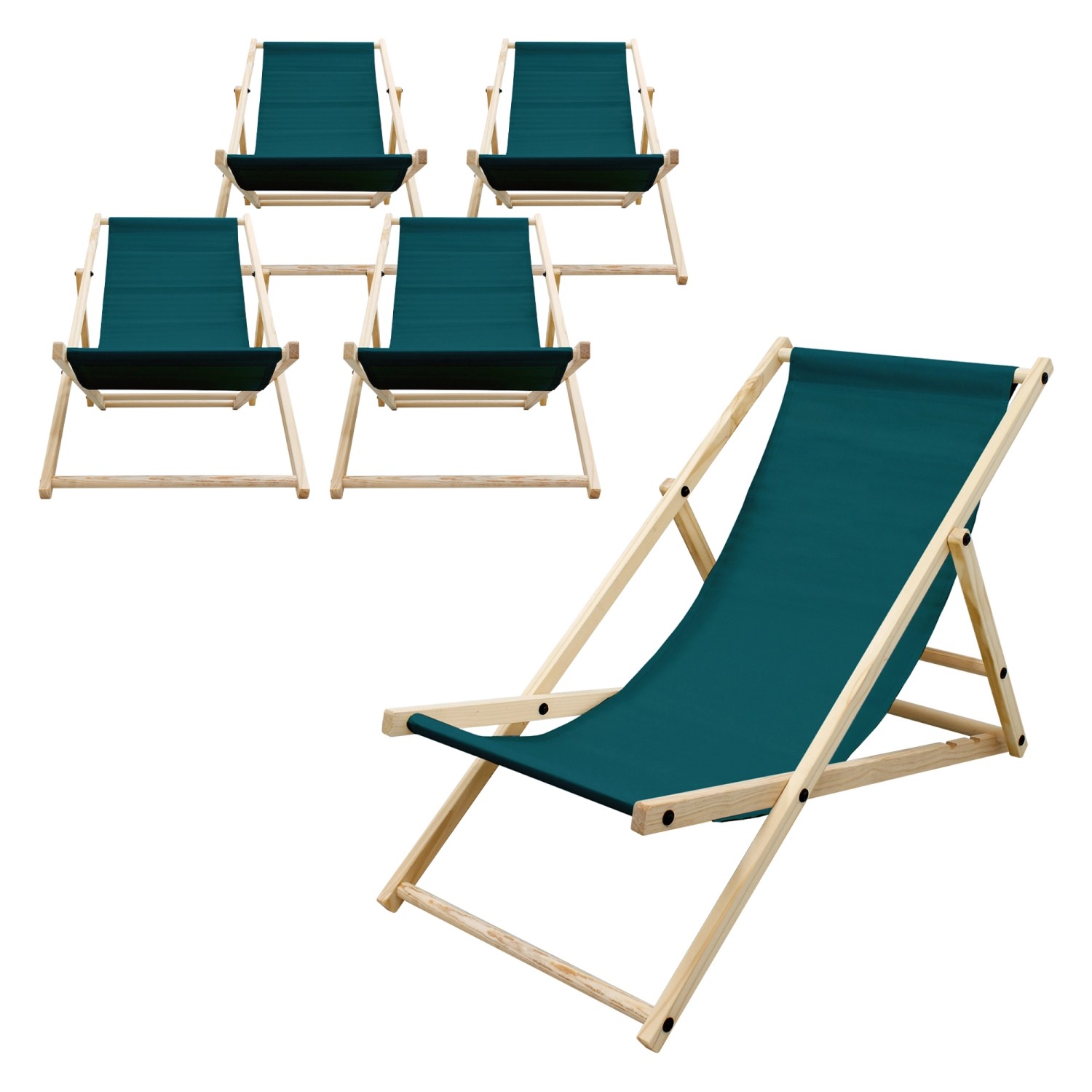 ECD Germany 5Er Set Liegestuhl Klappbar Dunkelgrün Holz 3 Positionen bis 12 günstig online kaufen