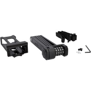 Fischer Faltschloss Protec FN85 mit Zahlen, Halterung und Zubehör für Fahrräder.