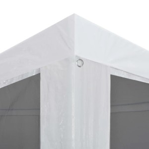 Detailansicht: Weißes Partyzelt 3x3m mit Mesh-Seitenwänden. Ideal für Gartenpartys.
