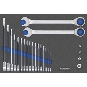 Matador Ringmaulratschenschlüssel-Satz XL, 23-teilig im Werkzeugmodul, verschiedene Größen.
