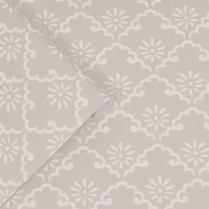 Laura Ashley Vliestapete Coralie Dove Grey mit floralem Muster in Grau.