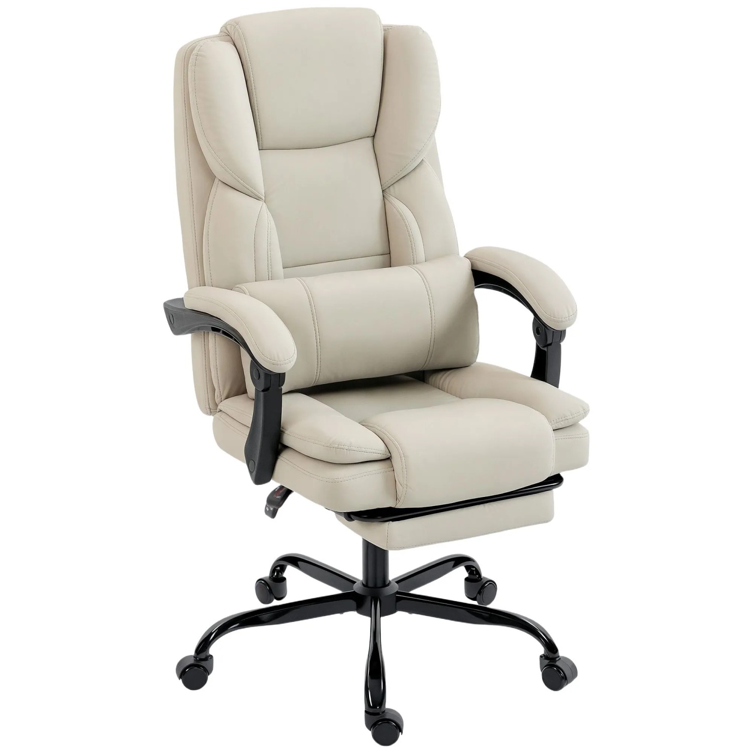 HOMCOM Office Chair Kunstleder Mehrschichtenplatte 67L x 65B x 111-119H cm Beige