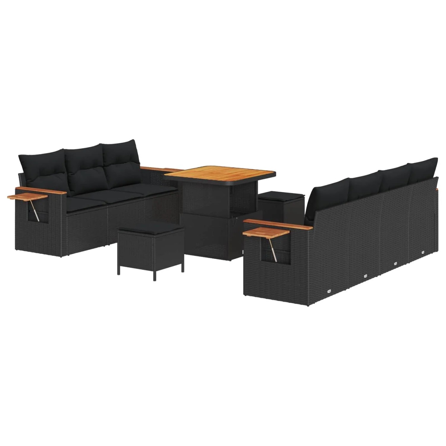 vidaXL Gartensofa-set mit Kissen 10-Tlg Schwarz 3363134
