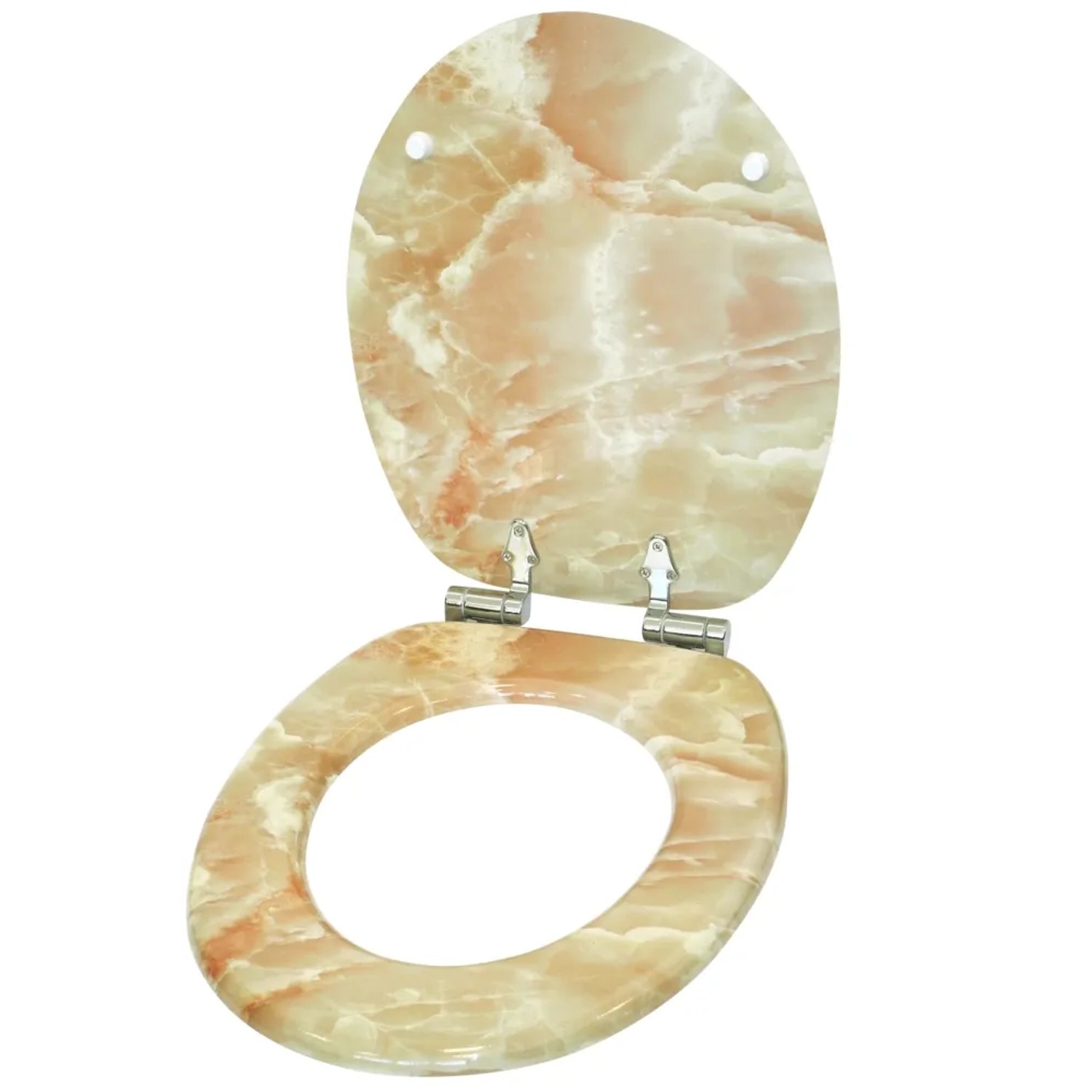 Sanilo WC-Sitz Marmor Natur aus Holz, stabiler Toilettendeckel mit Marmor-Optik.