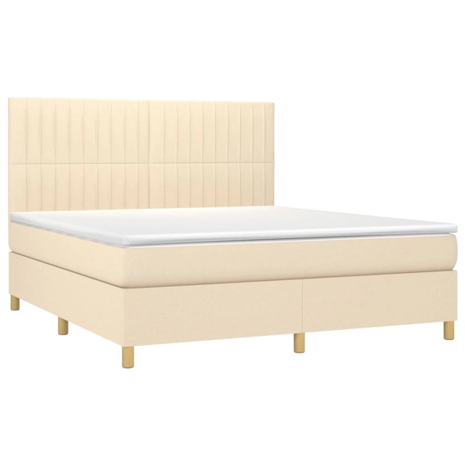 vidaXL Boxspringbett mit Matratze & LED Creme 180x200 cm Stoff 3135618
