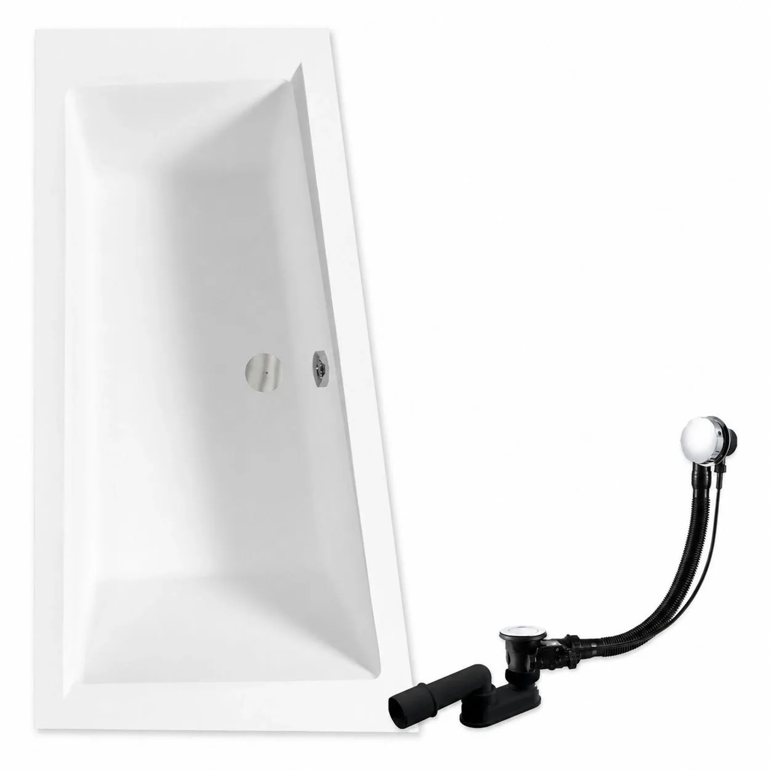 KOLMAN Badewanne Eckwanne 160 x 90 Cm Links Mit Bambus Badewannenablage Inkl. Ablauf Und Füße