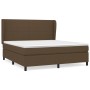 Dunkelbraunes Boxspringbett 160x200 cm mit Matratze und Kopfteil.