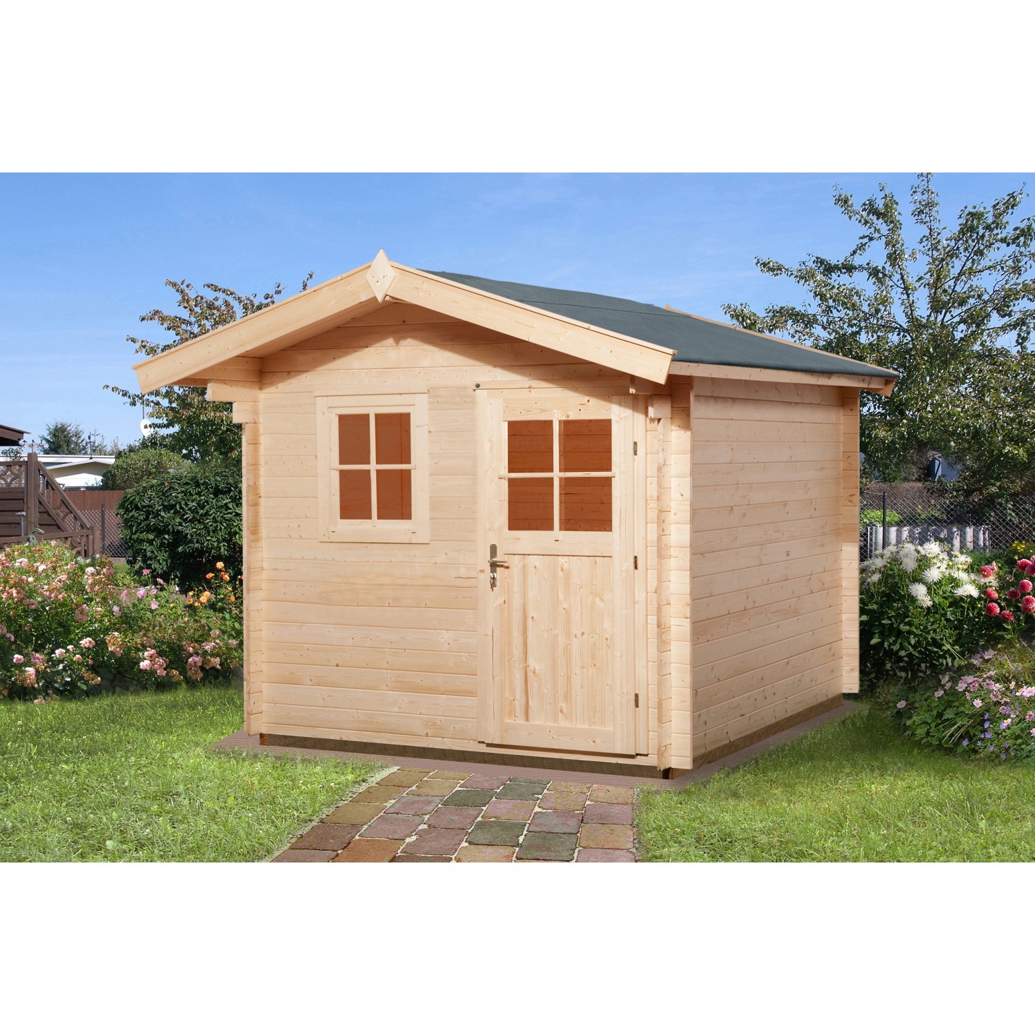 Weka Holz-Gartenhaus/Gerätehaus Satteldach Unbehandelt 370 cm